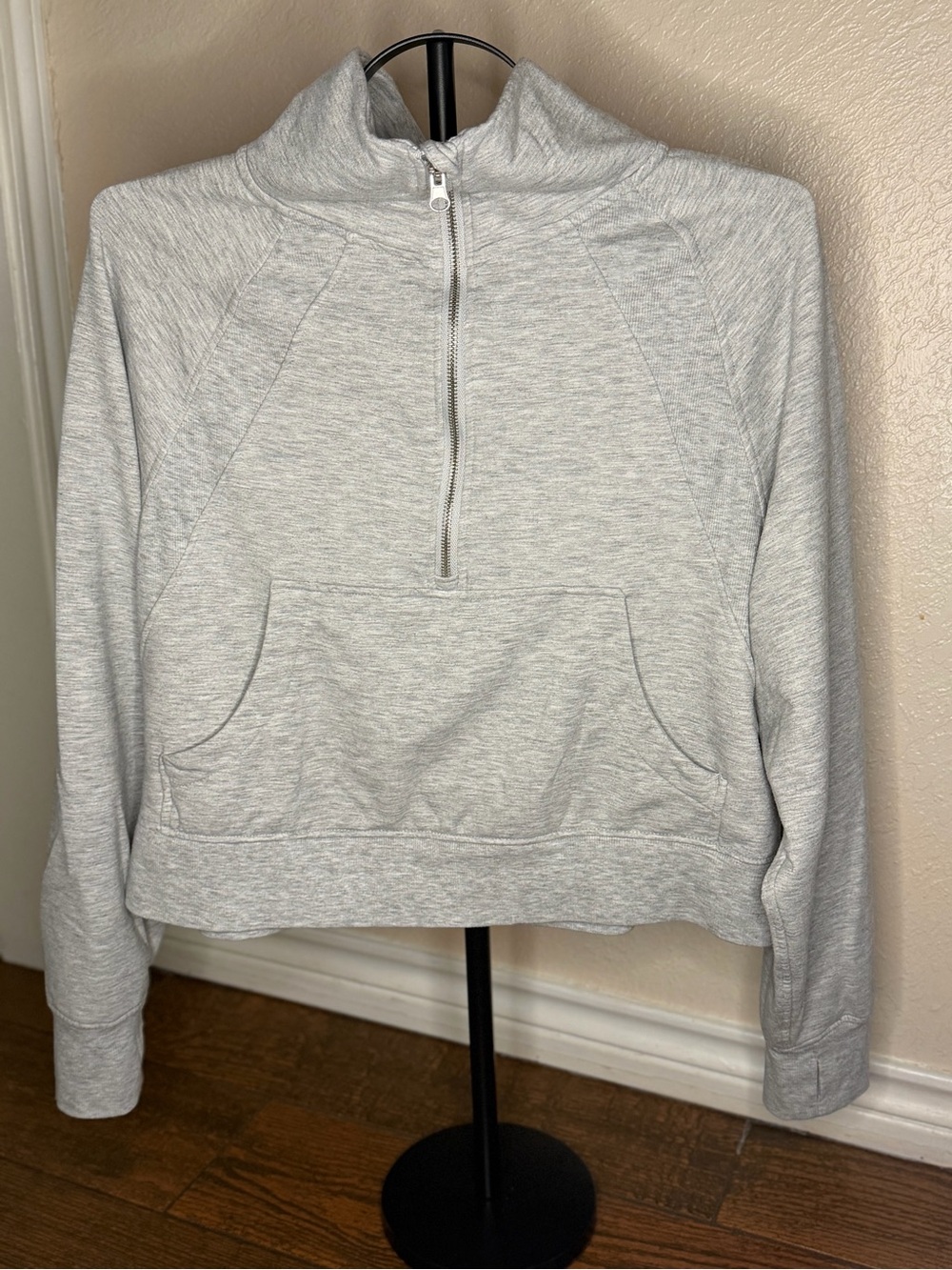 Danskin Light Gray Half-Zip Pullover Sweater